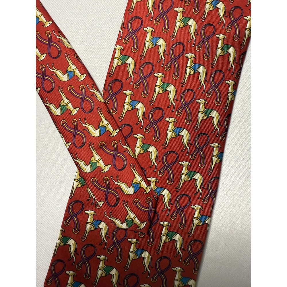 JOS A BANK EXECUTIVE COLLECTION Silk Tie Red Greyhound Dogs Novelty USA Necktie